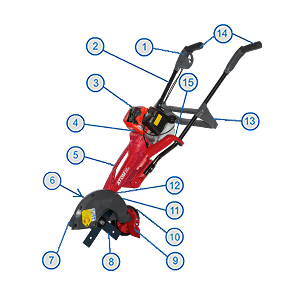 Atom-Atom 582 Pro 2-Stroke Edger - 33cc Mitsubhishi TLE33. Low fuel consumption. Anti-vibration system-Lawn Edger-