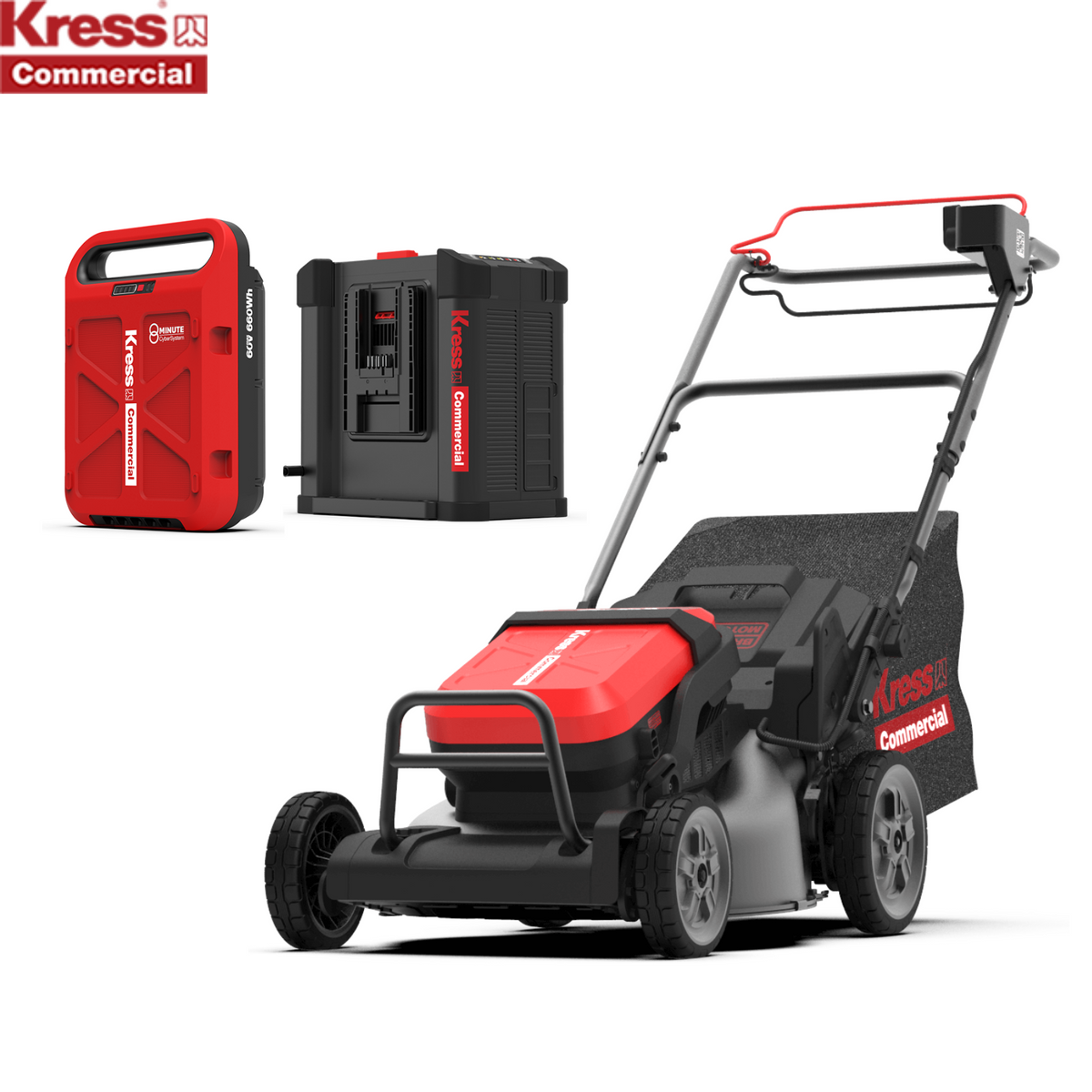 Kress-Kress Comm KC711.9 51cm Steel Deck Lawn Mower Kit - With 1x KAC810 Cyberpack Battery + 1x KAC840 CyberPlug Charger-Lawn Mower-