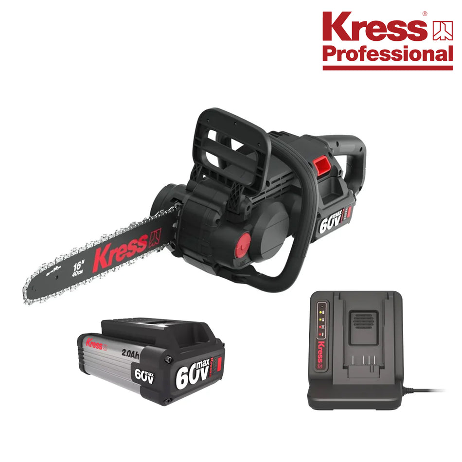 Kress-Kress Pro 35cm Chainsaw Kit - KG367E.9 60V Brushless Chainsaw with 1x KA3000 Battery & 1x KA3713 Charger-Professional Chainsaw Kit-