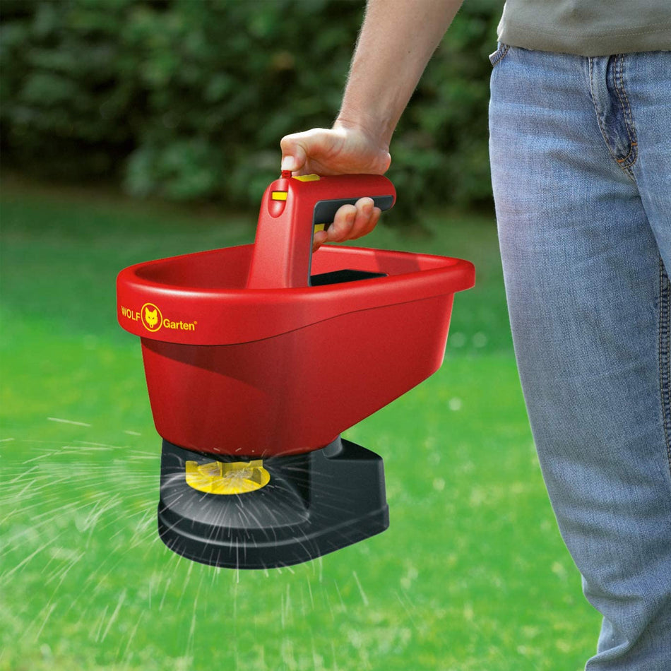 WOLF-Garten-WOLF-Garten Handheld Spreader - Spread at the touch of a button, 0.5m to 2.5m adjustable spreading width-Spreader-