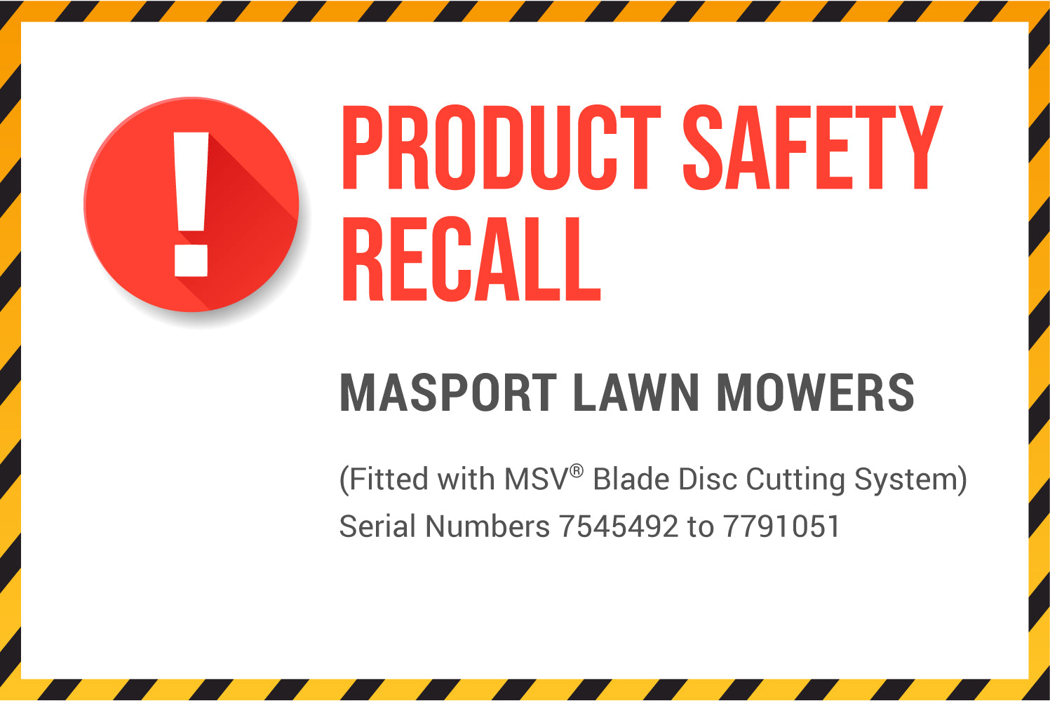 Masport Product Safety Recall - YOUR MOWER COULD BE AFFECTED!