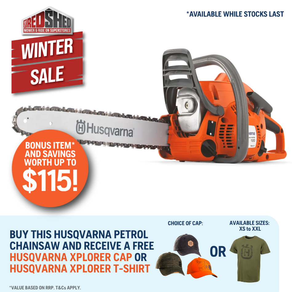 Husqvarna 120e Mark II Chainsaw - easy to use all-round chainsaw for homeowners with SmartStart!