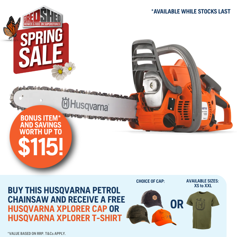 Husqvarna 120e Mark II Chainsaw - easy to use all-round chainsaw for homeowners with SmartStart!