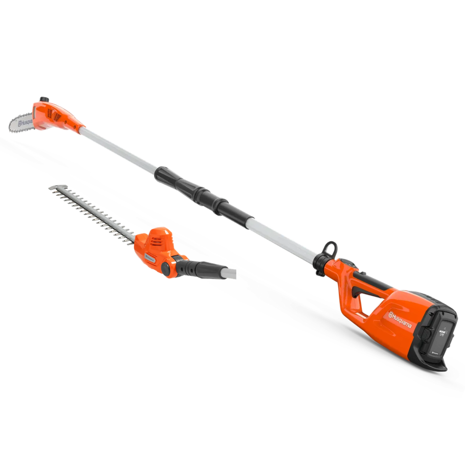Husqvarna 120iTK4-PH Pole Saw and Hedge Trimmer - 2-in-1 tool with long reach for hedge trimming and branch cutting.