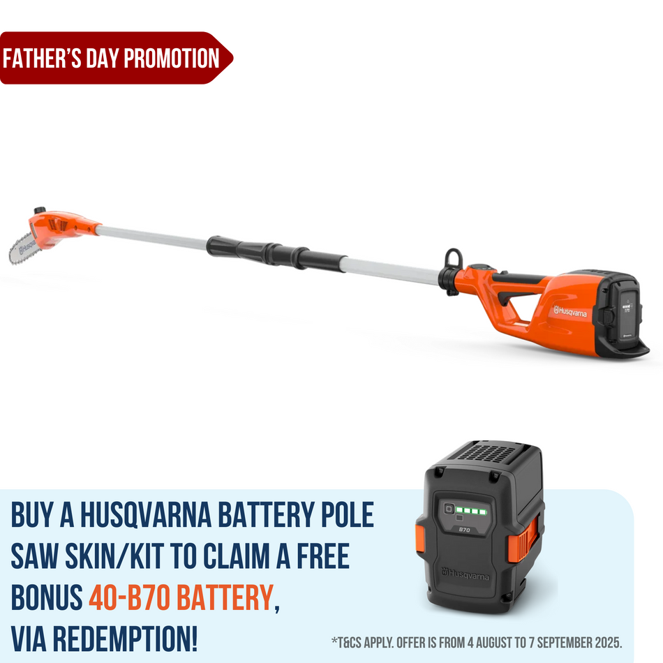 Husqvarna 120iTK4-P Battery Pole Saw - Versatile pole saw with a long reach