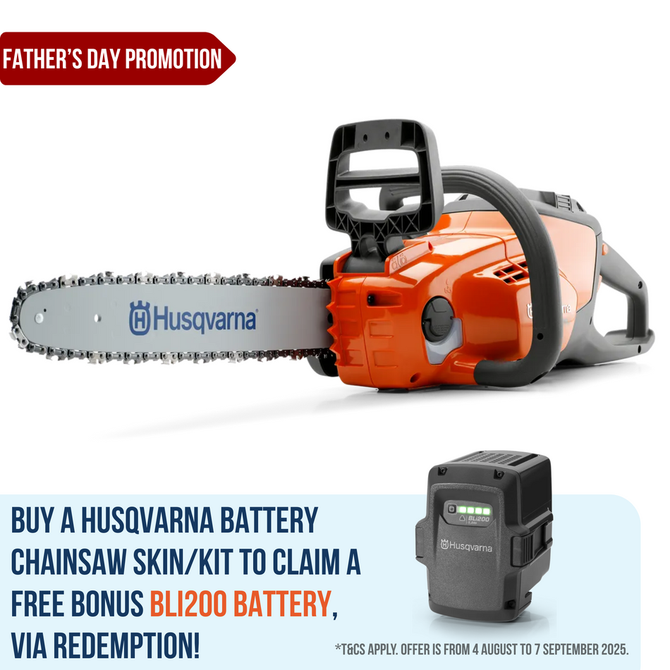 Husqvarna 120i Battery Chainsaw - 12" bar, lightweight starter chainsaw perfect for domestic use!