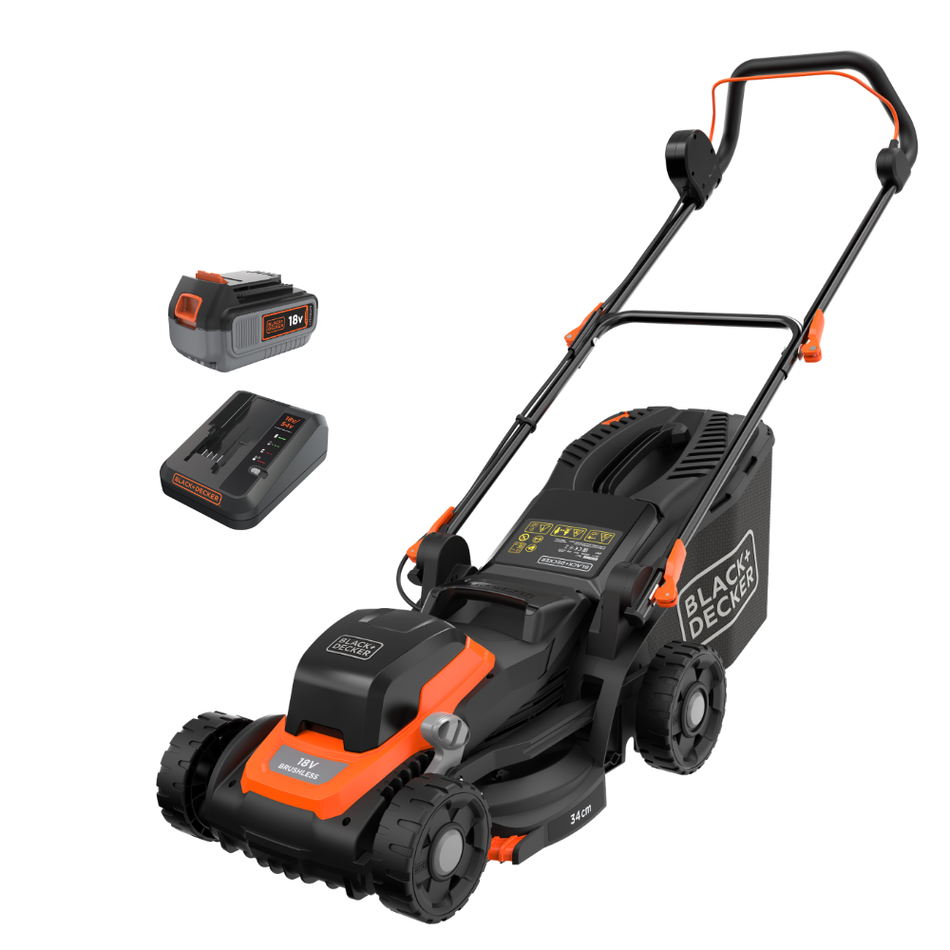 BLACK + DECKER 18V 34cm Lawn Mower 4Ah Kit