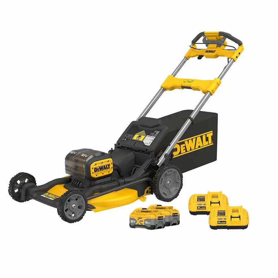 DeWALT 18V XR 21" Self-Propelled Mower 2x 8Ah Kit - With auto sense technology and a revolutionary high efficiency deck.