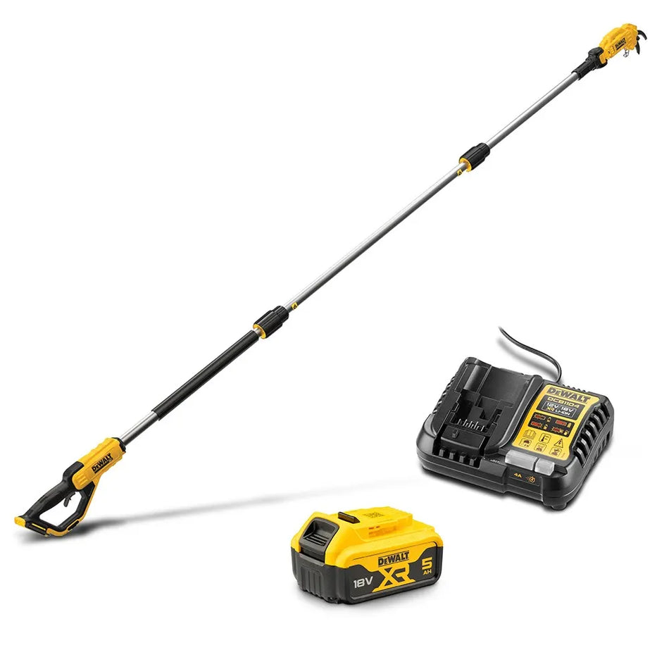 DeWALT 18V XR Pole Pruner  - Lightweight aluminium pole, class leading ergonomics, 38mm cutting capacity, and 2,715 cuts per charge.