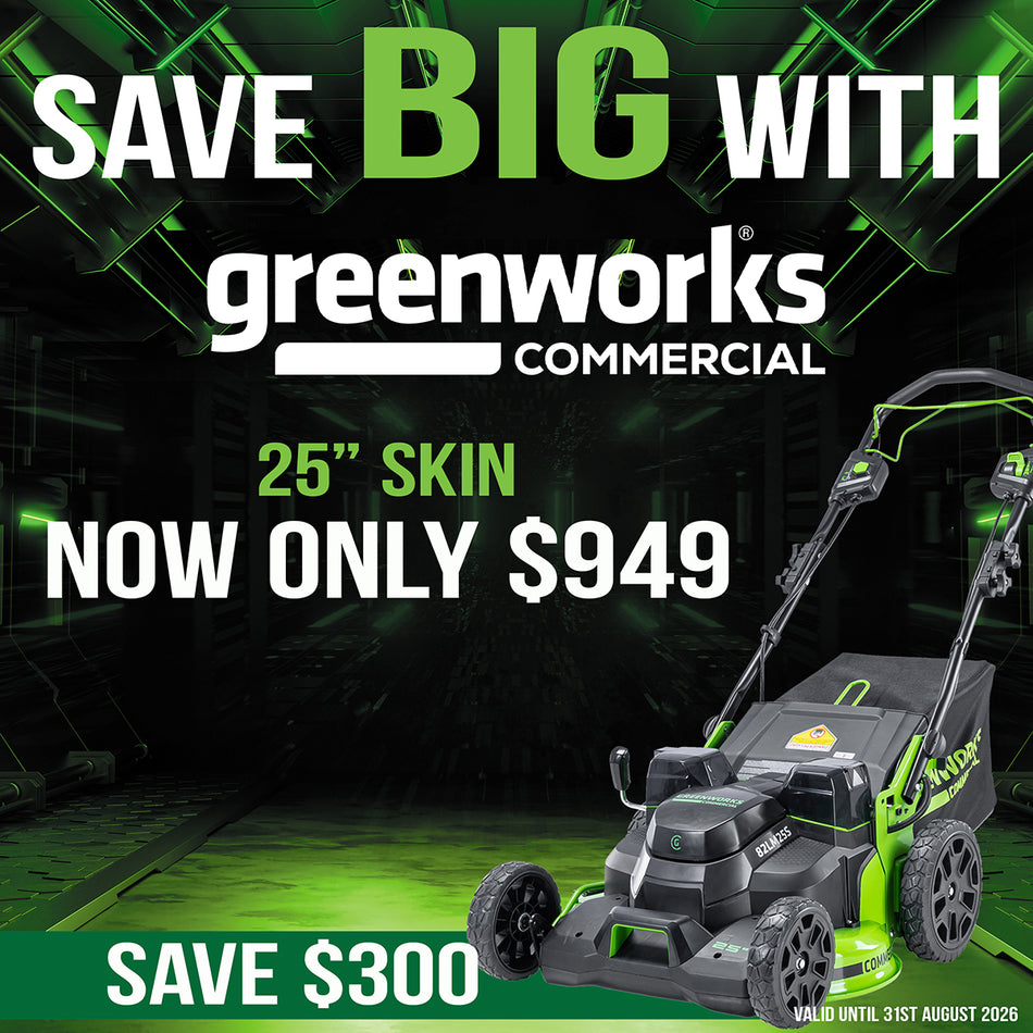 Greenworks 82LM25S 82V 25'' SP Mower [2518507AU] - Self-Propelled, 25" cut, high visibility LEDs, brushless motors, foldable