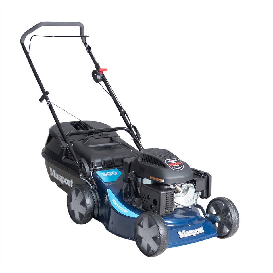 Masport 300 ST 3'n1 Lawn Mower - With 159cc engine, 460mm (18") heavy duty steel chassis and Quadcut 4 Blade Disc System.