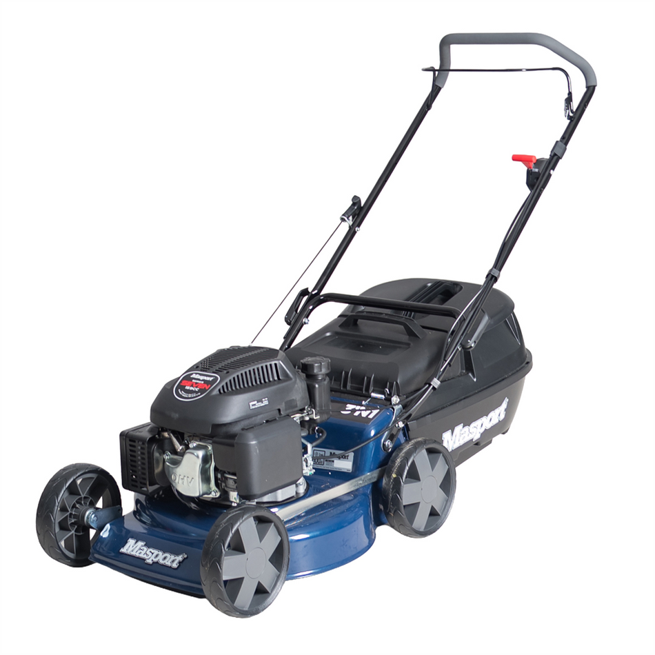 Masport 300 ST 3'n1 Lawn Mower - With 159cc engine, 460mm (18") heavy duty steel chassis and Quadcut 4 Blade Disc System.