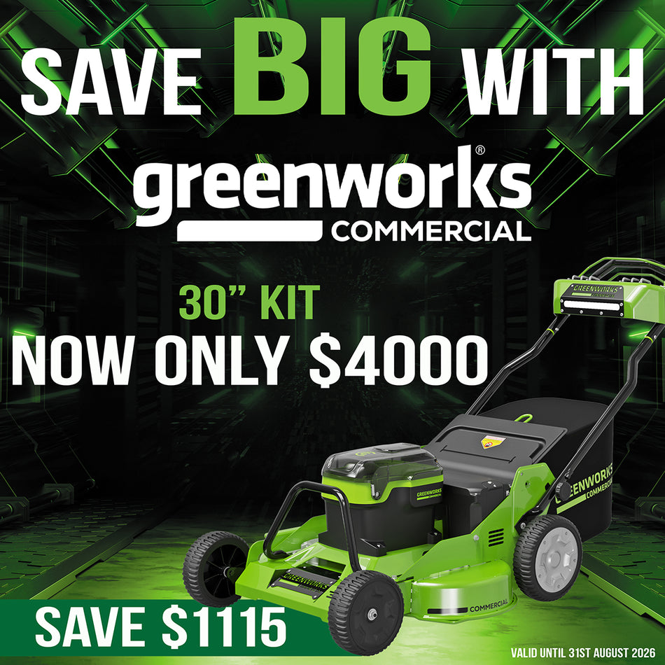Greenworks 82LM30S 82V 30″ Self-Propelled Lawn Mower Bundle Kit
