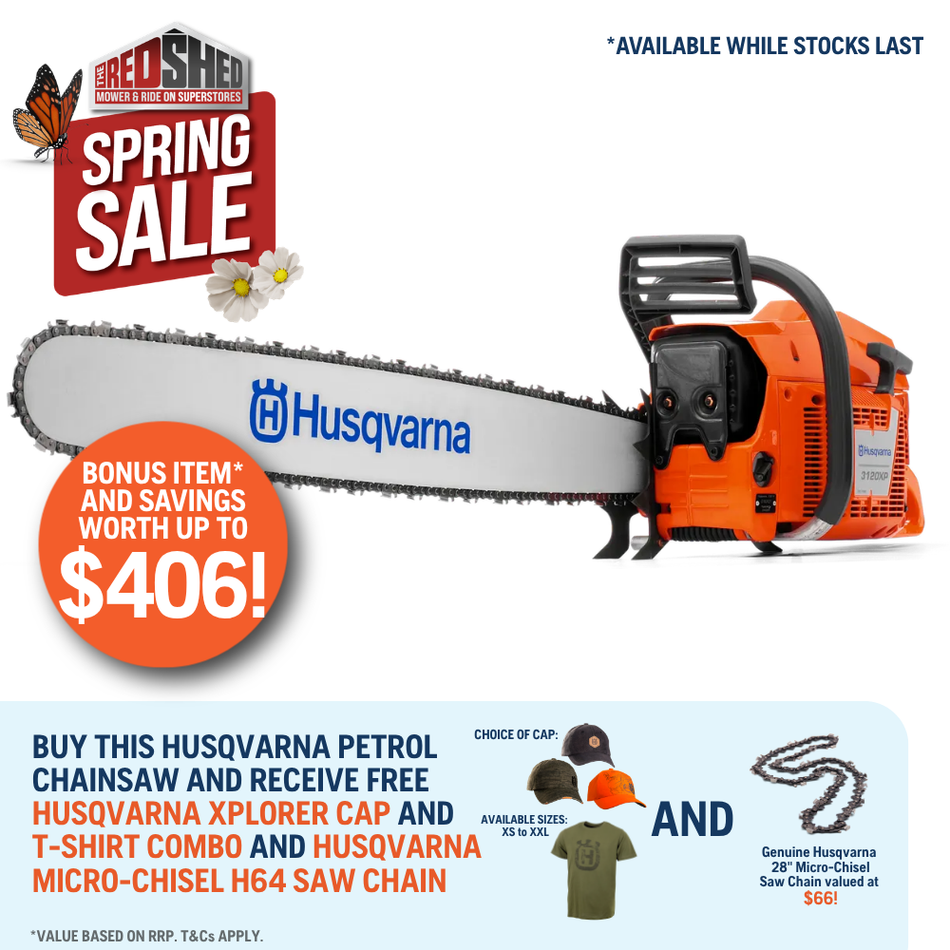 Husqvarna 3120XP Chainsaw - Professional 119cc chainsaw built for felling the largest trees.
