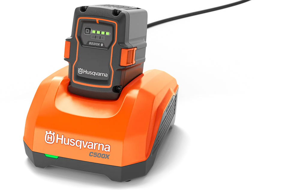 Husqvarna 40-C500X Charger - Efficient fast charger with 500W charging power and active cooling.