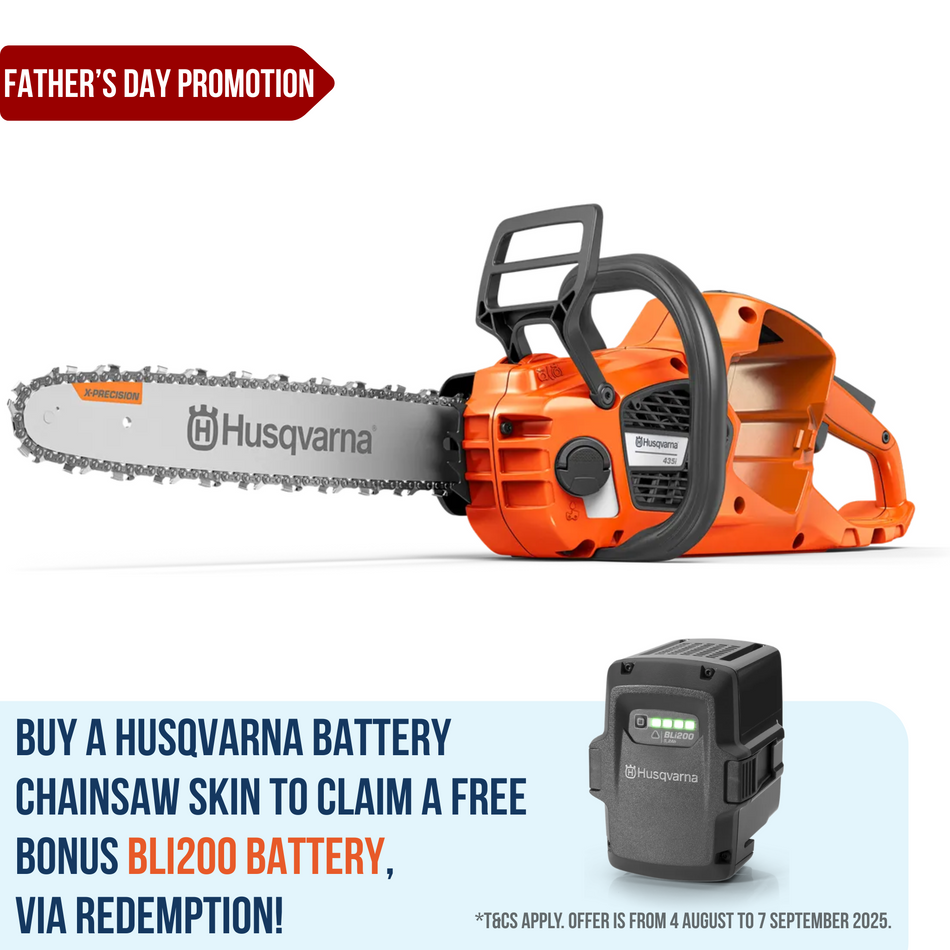 Husqvarna 435i Battery Chainsaw - All-round and weatherproof chainsaw with premium cutting performance.