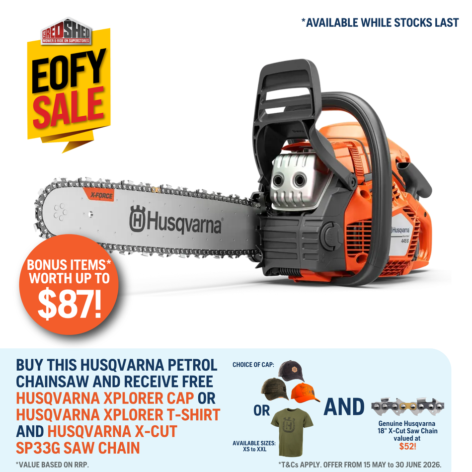 Husqvarna 445S Chainsaw - Robust and versatile chainsaw with Smart Start®. A cutting experience that lasts.