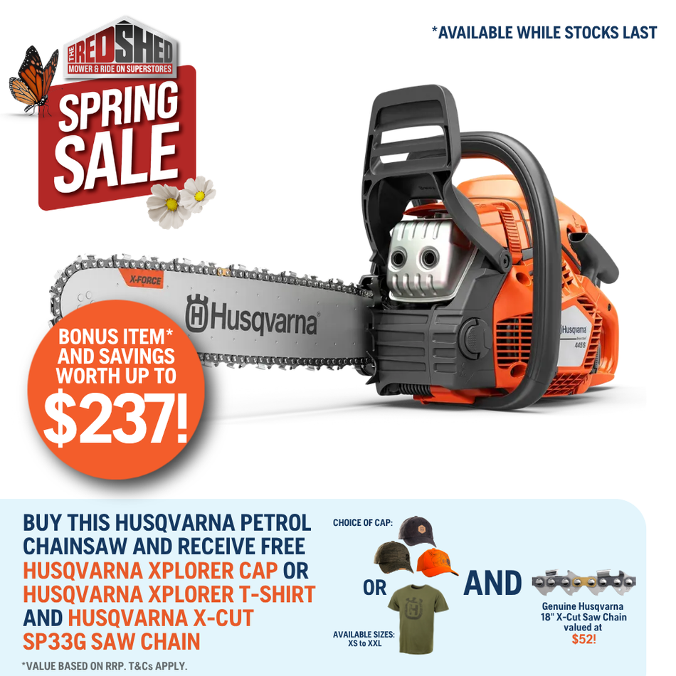 Husqvarna 445S Chainsaw - Robust and versatile chainsaw with Smart Start®. A cutting experience that lasts.