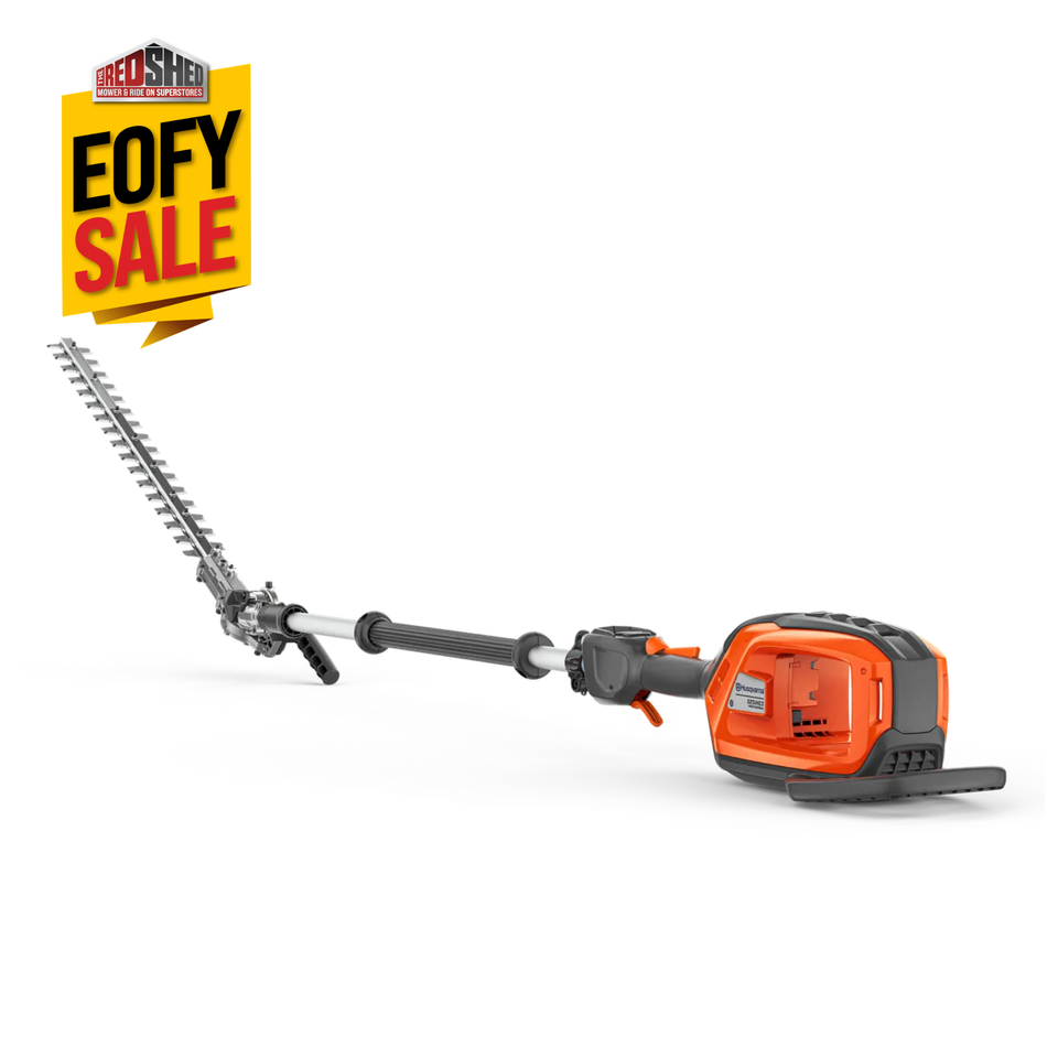 Husqvarna 525iHE3 Battery Hedge Trimmer - Battery-powered pole hedge trimmer with 3m reach and adjustable cutter bar.