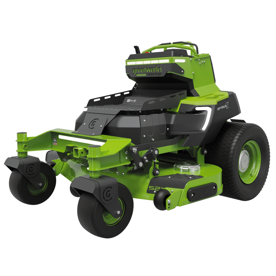 Greenworks 82V OptimusZ 52" Stand-On Zero Turn Mower (24kWh) - 4G+GPS connectivity provides instant visibility to usage statistics.