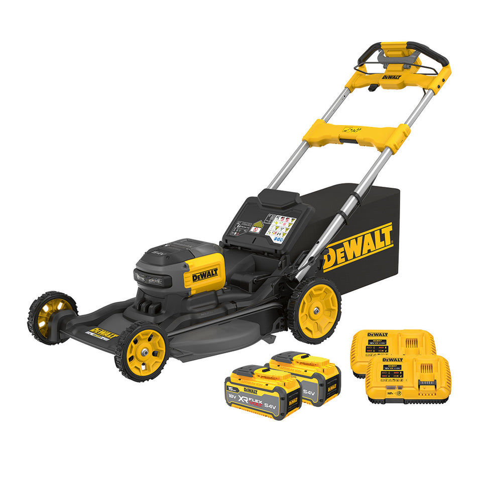 DeWALT 54V XR FLEXVOLT 21" Self-Propelled Mower 2x 15Ah Kit - With dual 15Ah battery packs for unmatched runtime and durability.