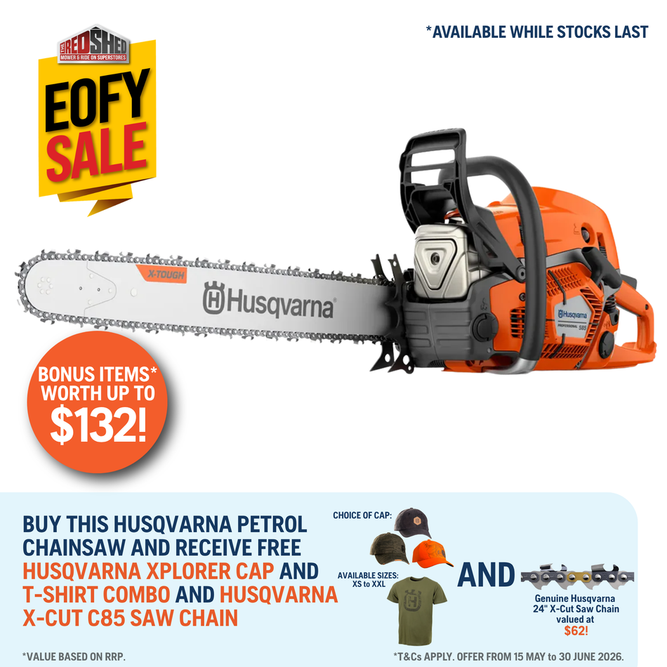 Husqvarna 585 Chainsaw - Professional 86cc chainsaw for heavy-duty forestry in tough conditions.