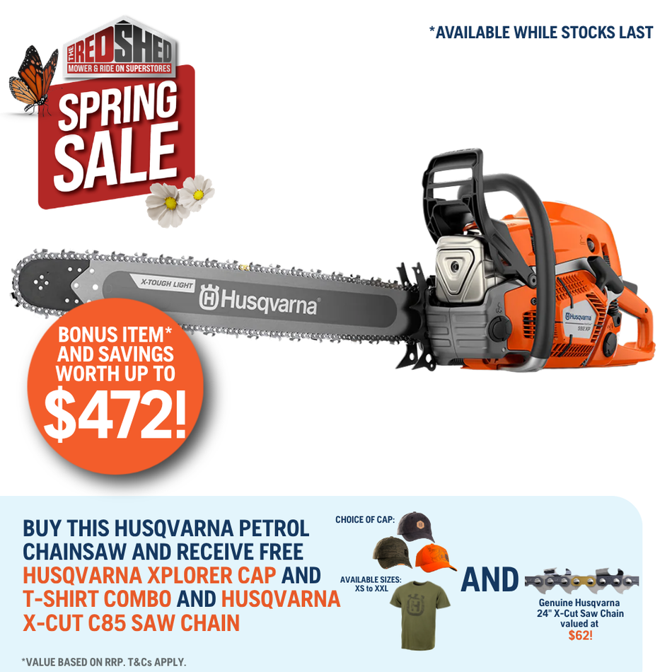 Husqvarna 592 XP Chainsaw - Professional 93cc chainsaw with extremely high cutting capacity
