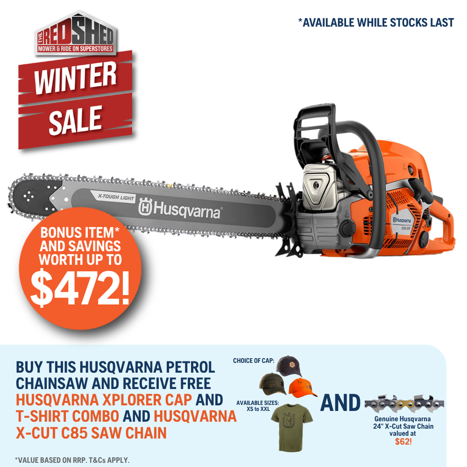Husqvarna 592 XP Chainsaw - Professional 93cc chainsaw with extremely high cutting capacity