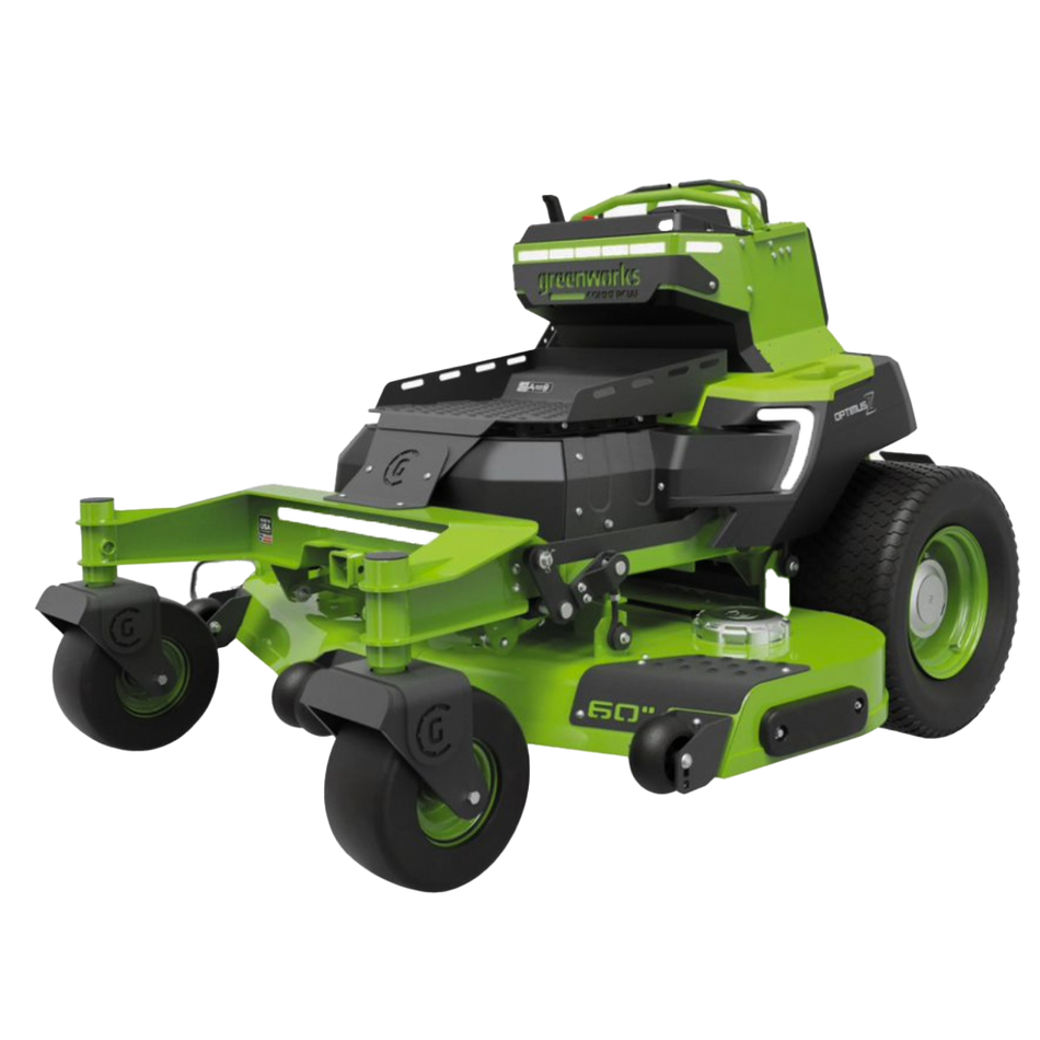 Greenworks 82V OptimusZ 60" Stand-On Zero Turn Mower (24kWh) - Skillfully adjust to various grass conditions.