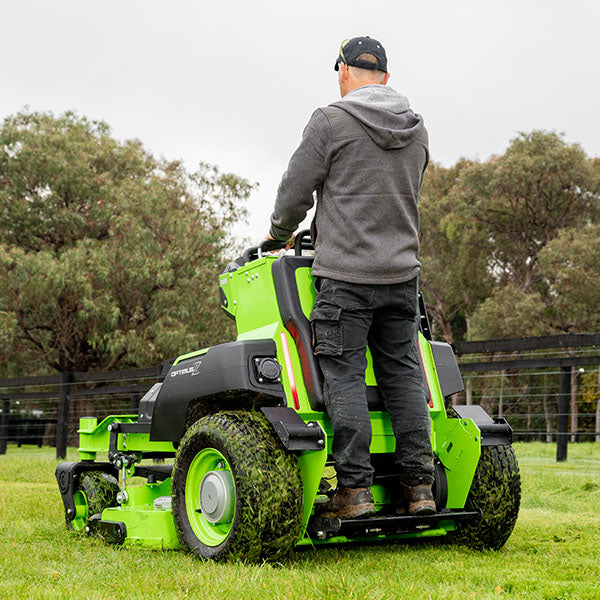 Greenworks 82V OptimusZ 60" Stand-On Zero Turn Mower (24kWh) - Skillfully adjust to various grass conditions.