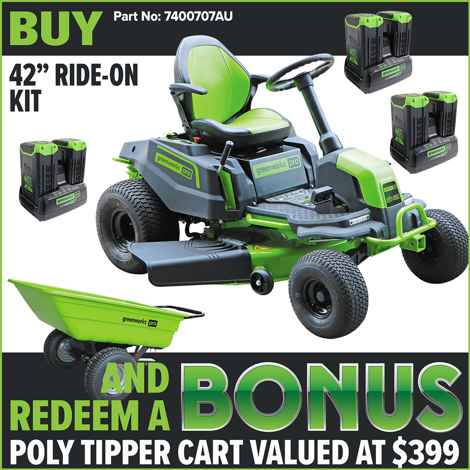 Greenworks CRT426 60V Pro 42" Ride On Mower (Ex-Display Unit) [7400707AU-XD]