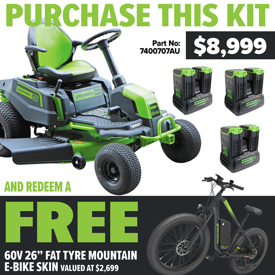 Greenworks 60V 42in Electric Ride On Mower - perfect for large lawns!