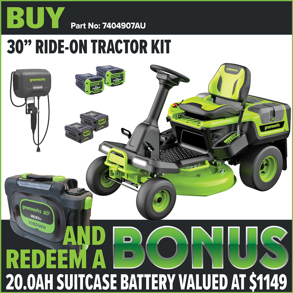 Greenworks 60V Pro 30” Compact Ride-On Mower