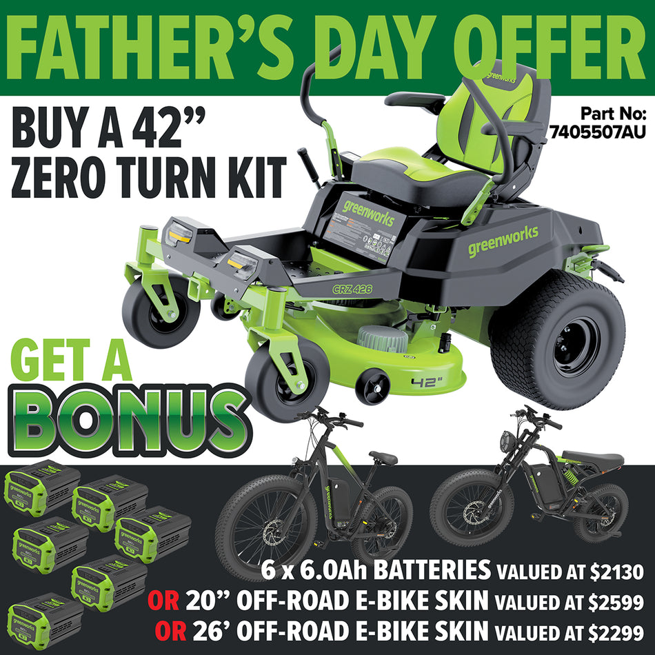 Greenworks CRZ426 60V Gen 1.5 42” Zero Turn Mower [7405507AU]