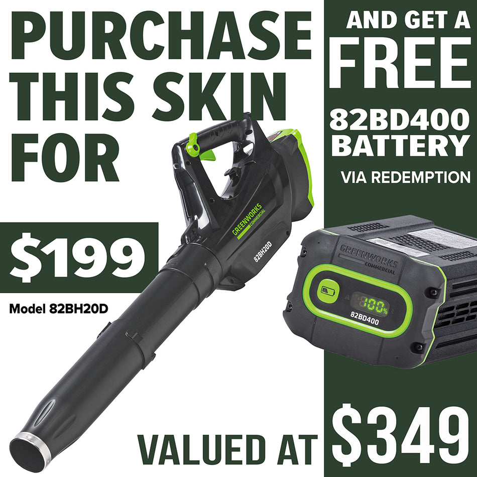Greenworks 82V Dedicated Blower - 82V commercial brushless blower, variable speed, lightweight, cruise control