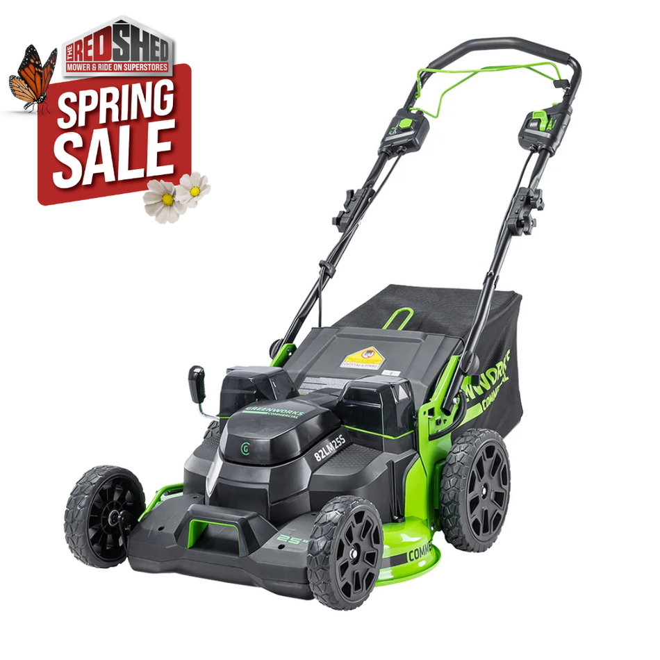 Greenworks 82LM25S 82V 25'' SP Mower [2518507AU] - Self-Propelled, 25" cut, high visibility LEDs, brushless motors, foldable
