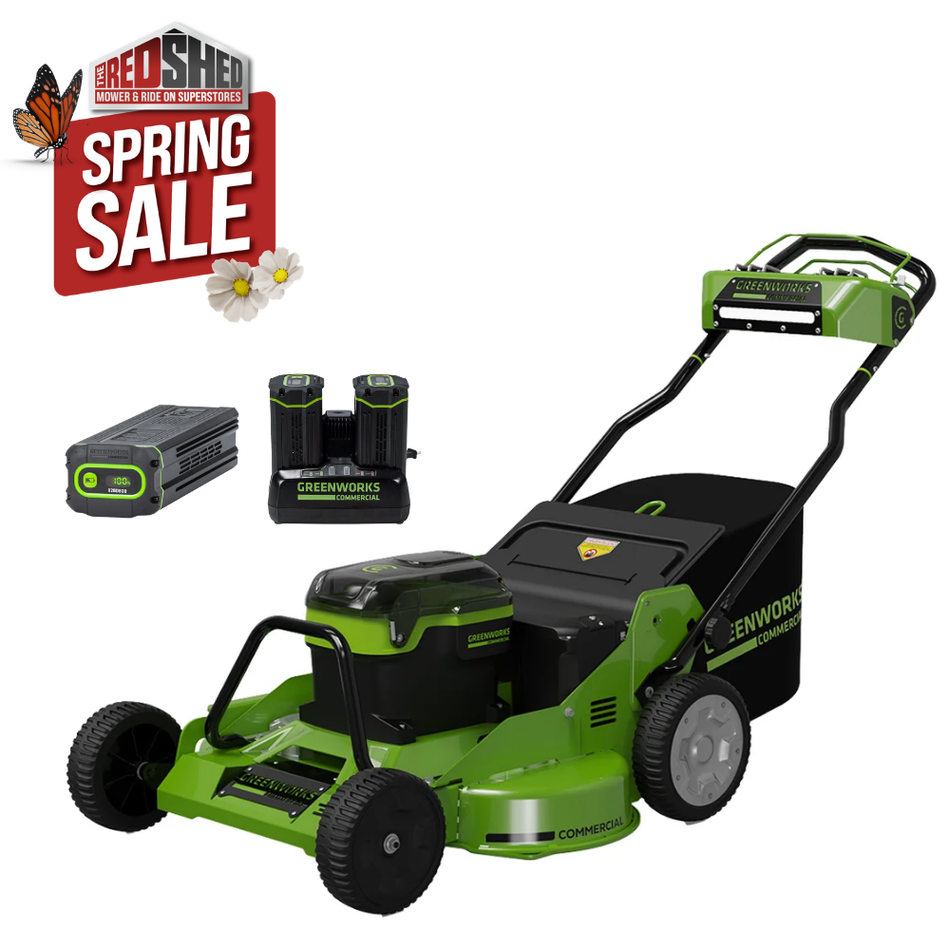 Greenworks 82LM30S 82V 30″ Self-Propelled Lawn Mower Bundle Kit