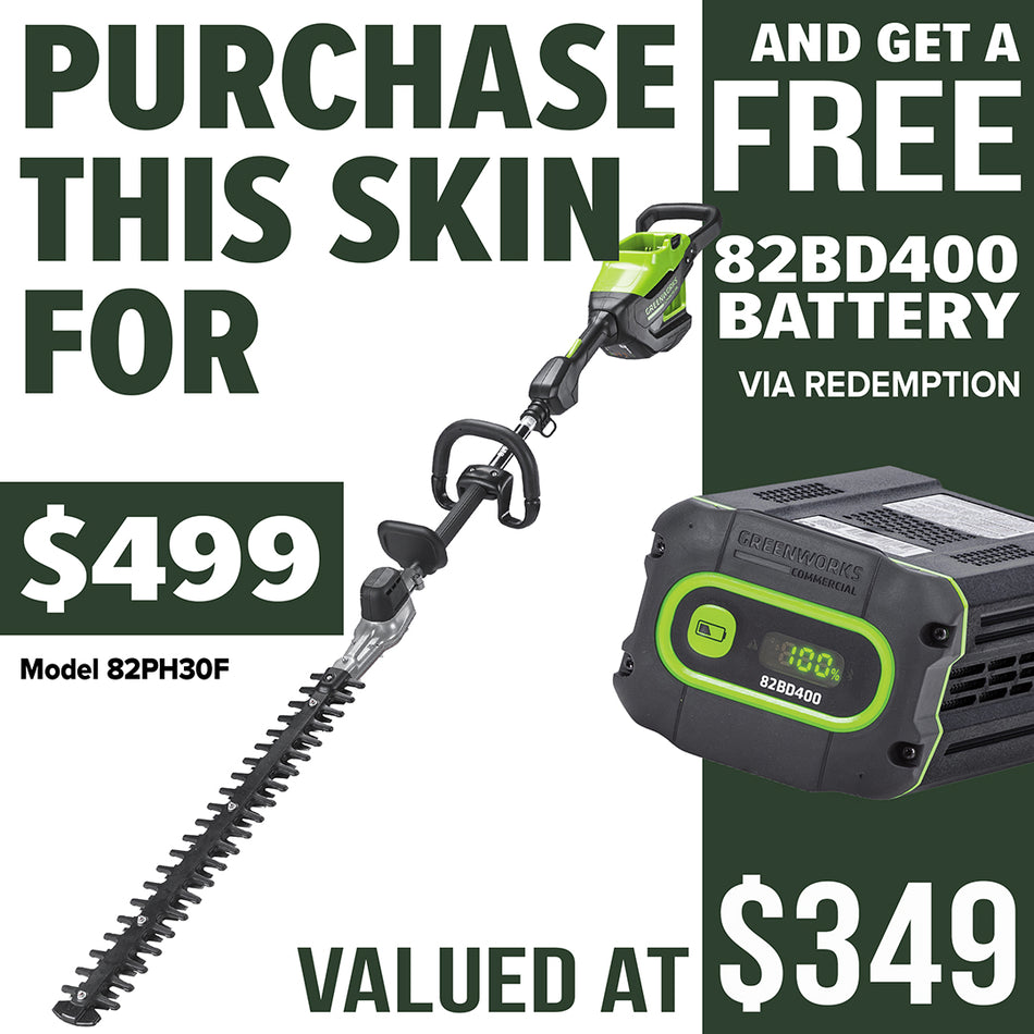 Greenworks 82V Short Pole Trimmer - Professional battery hedge trimmer with up to 4300 strokes per minute!