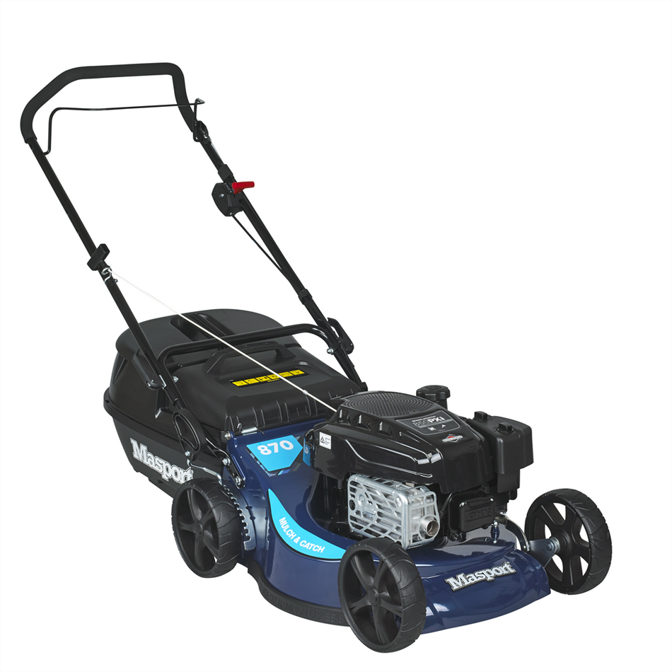 Masport Pro Power 870 AL 3'n1 Lawn Mower - With 850PXi I/C 190cc engine, 485mm (19") heavy duty aluminium non rust chassis, Quadcut 4 Blade Disc System.