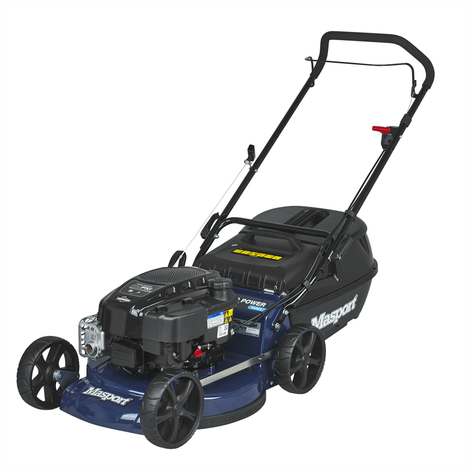 Masport Pro Power 870 AL 3'n1 Lawn Mower - With 850PXi I/C 190cc engine, 485mm (19") heavy duty aluminium non rust chassis, Quadcut 4 Blade Disc System.