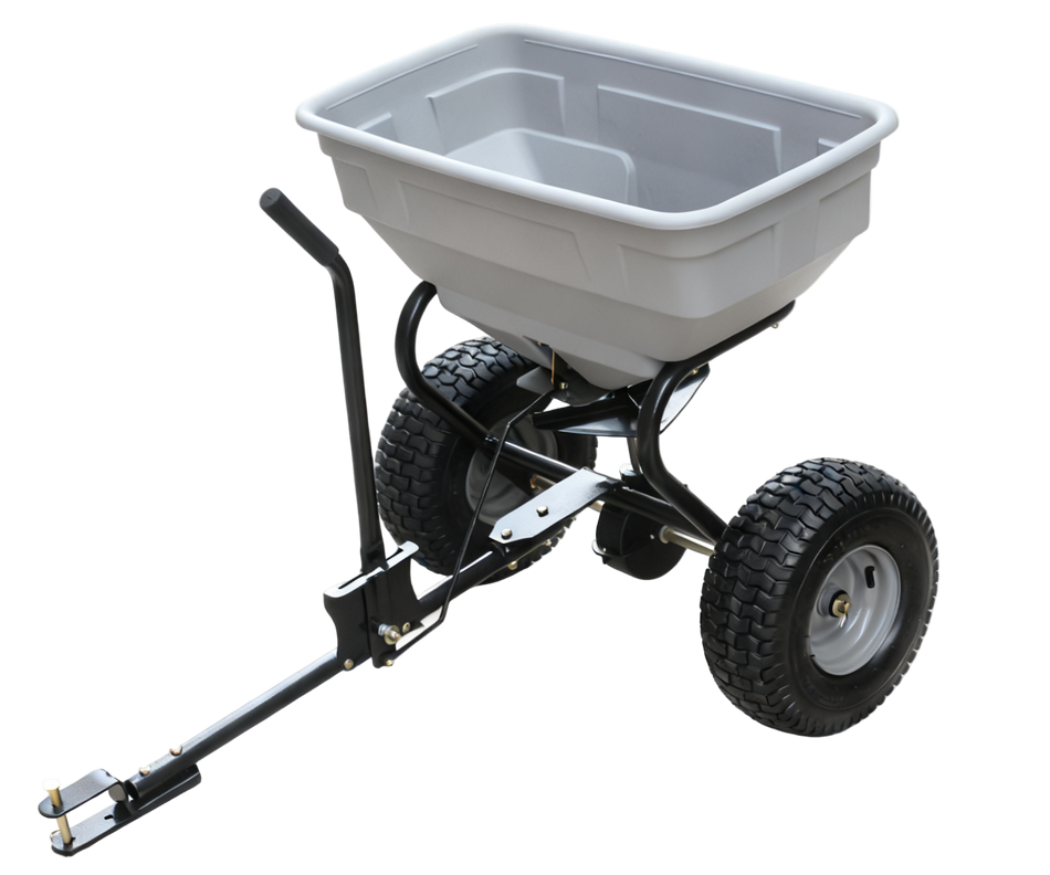 60L Tow-Behind Spreader - Lawn Fertiliser Spreader with 56kg Capacity & 14" Pneumatic Wheels