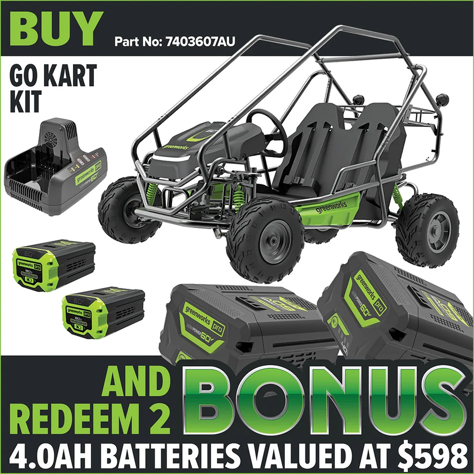 Greenworks CK600D 60V STEALTH Series All-Terrain 2-Seat Electric Youth Go-Kart Kit [7403607AU]