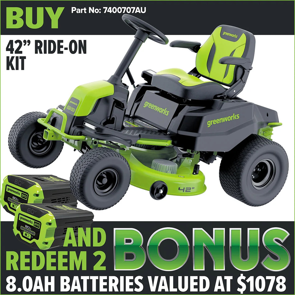 Greenworks CRT426 60V Pro 42" Ride On Mower Kit (Demo Unit) [7400707AU-D]