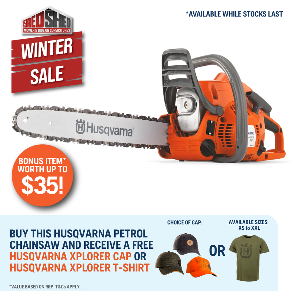 Husqvarna 120e Mark II Chainsaw - easy to use all-round chainsaw for homeowners with SmartStart!