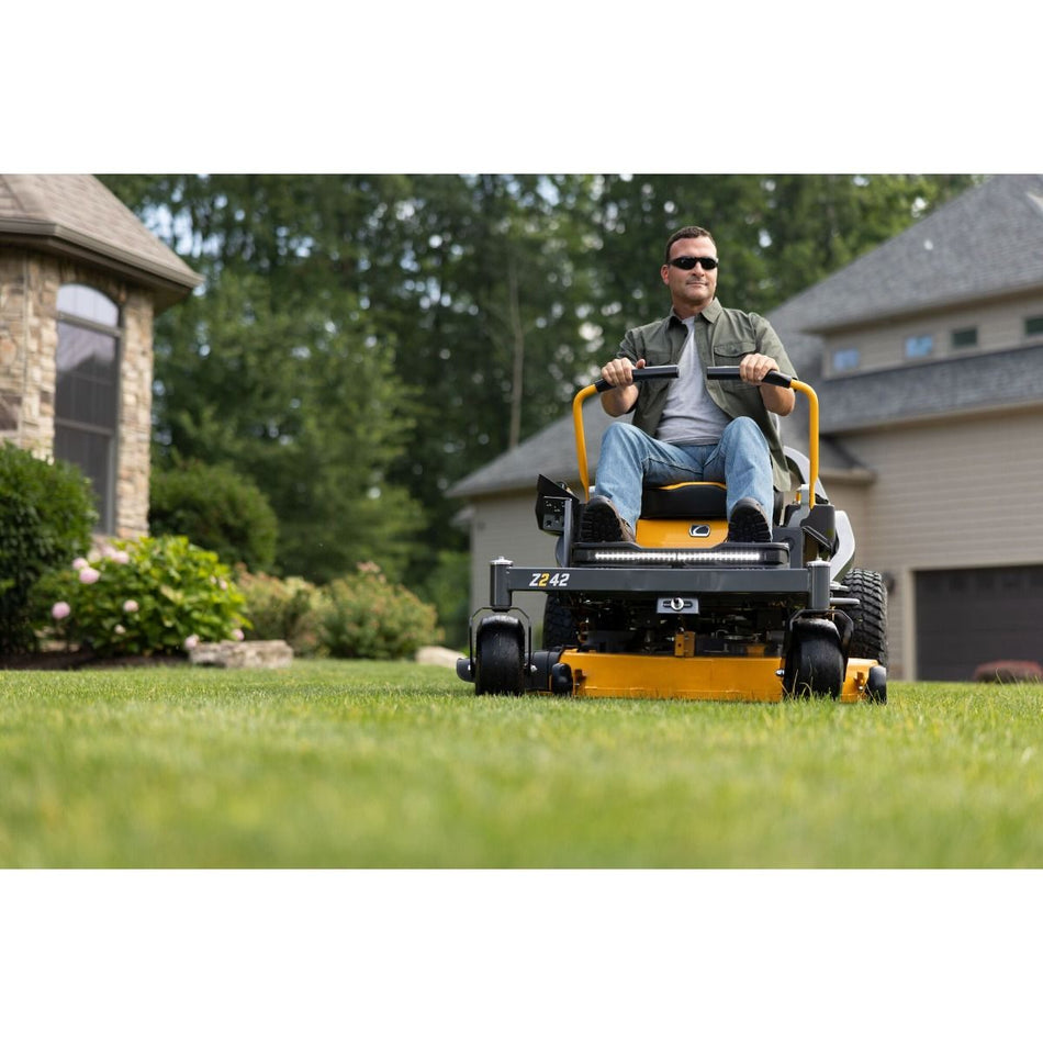 Cub Cadet Z2 42 Zero Turn Mower - Engineered with a robust 2-inch square tubular steel frame, durable 42-inch fabricated deck, and a powerful 21.5HP Kawasaki engine.