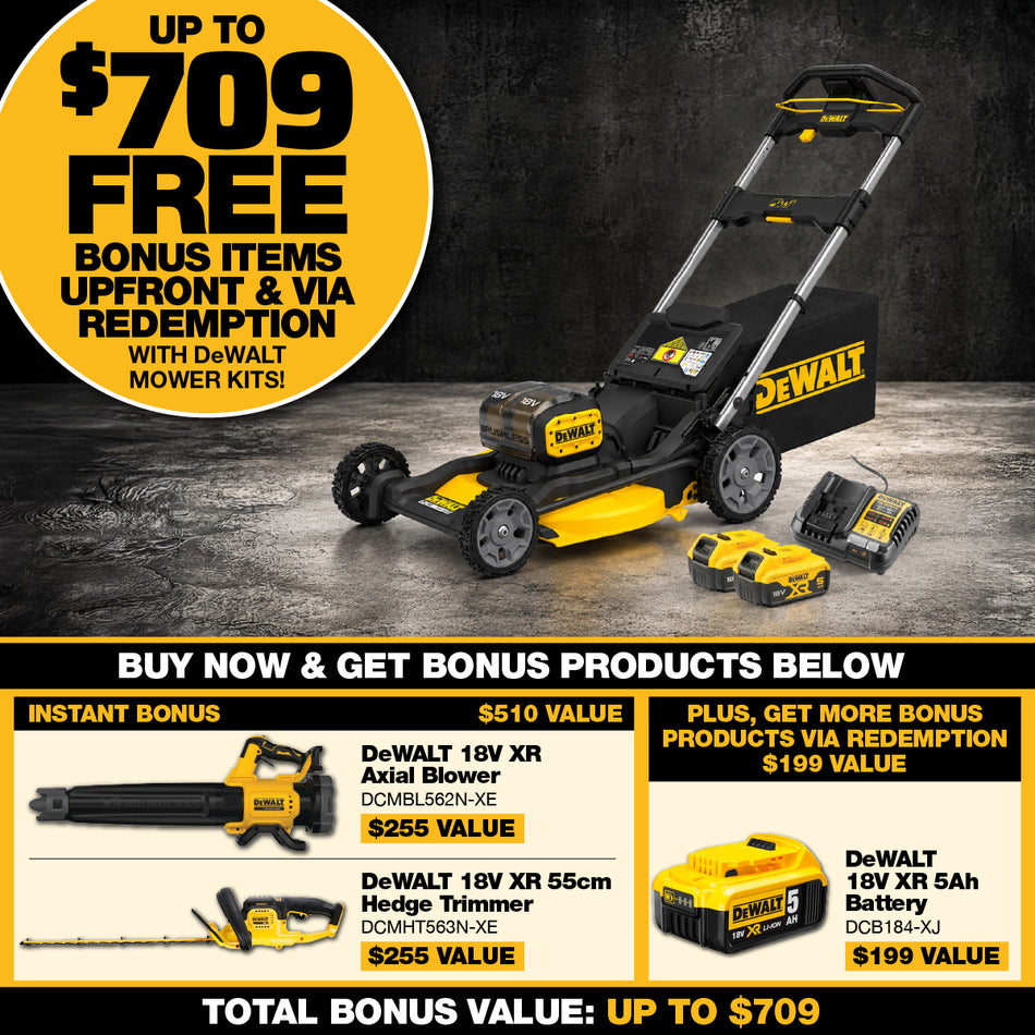 DeWALT 18V XR 21" Brushless Push Mower 2x 5Ah Kit - A powerful unit for property maintenance