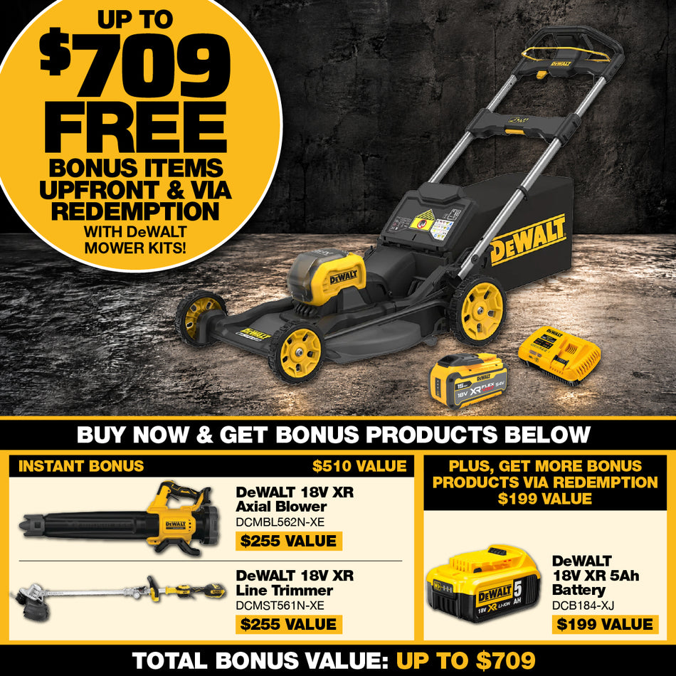 DeWALT 54V XR 21'' Push Mower 9Ah Kit - Powerful performance and extended runtime for tackling large lawns with ease