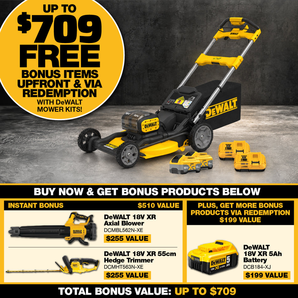 DeWALT 18V XR 21" Self-Propelled Mower 2x 8Ah Kit - With auto sense technology and a revolutionary high efficiency deck.