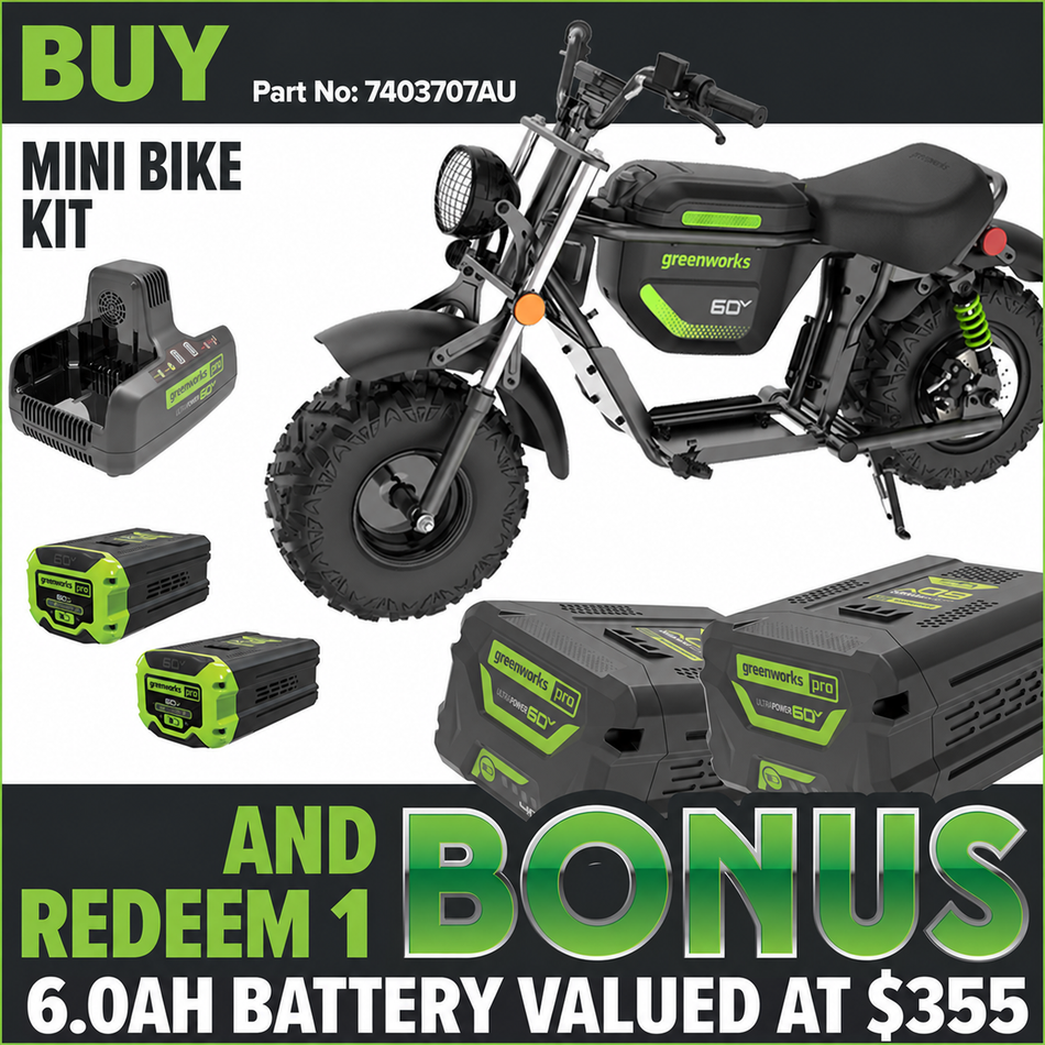 Greenworks OVC912 60V STEALTH Series Off-Road Mini Bike Kit [7403707AU]