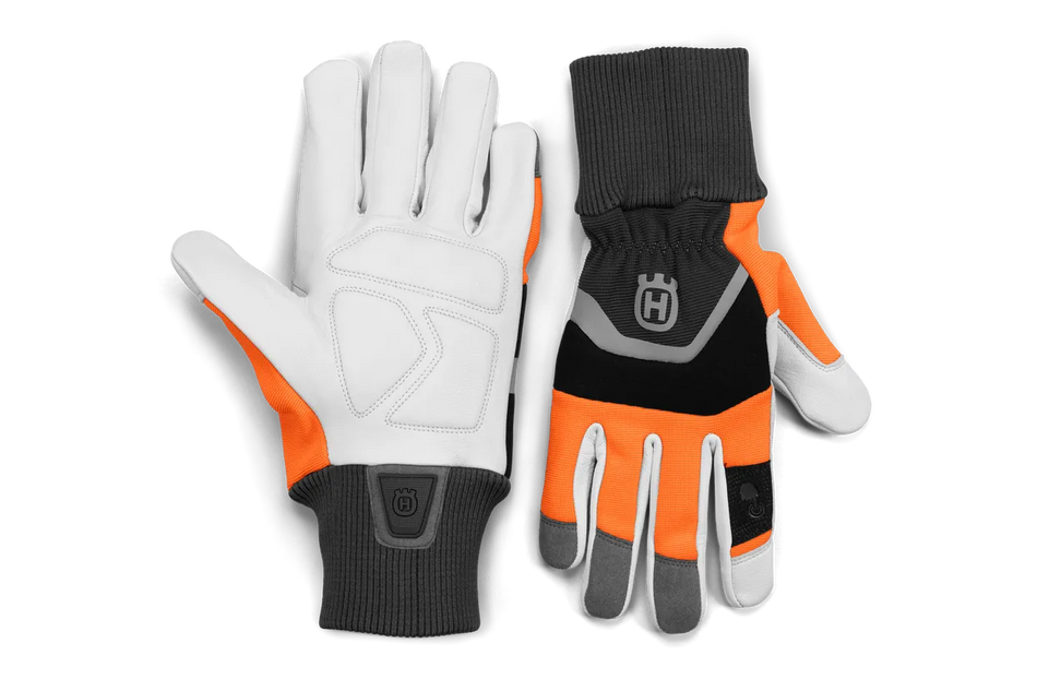 Husqvarna Functional with Saw Protection Gloves - Leather gloves for chainsaw use.